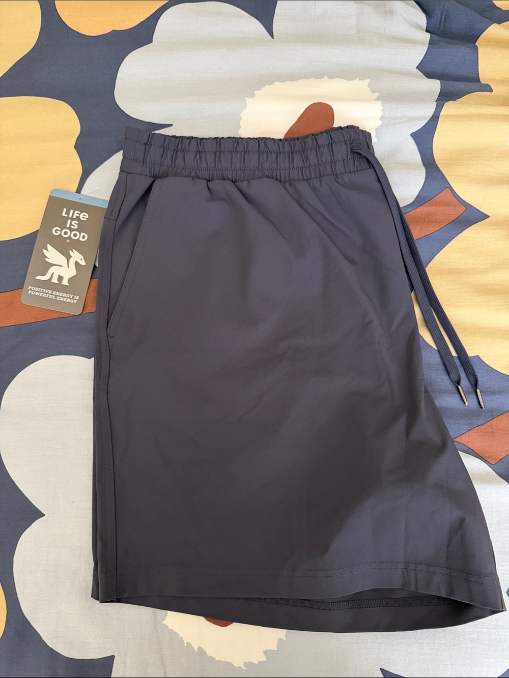 Life Is Good Ink Blue (Navy) Drawstring Shorts Mens XL, NWT